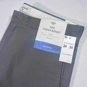 NWT Dockers Men's Clean Khaki 34x34 Grey Slim